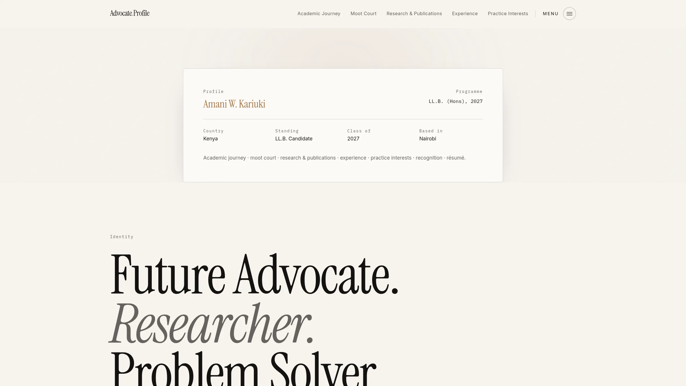 Advocate Dossier profile homepage