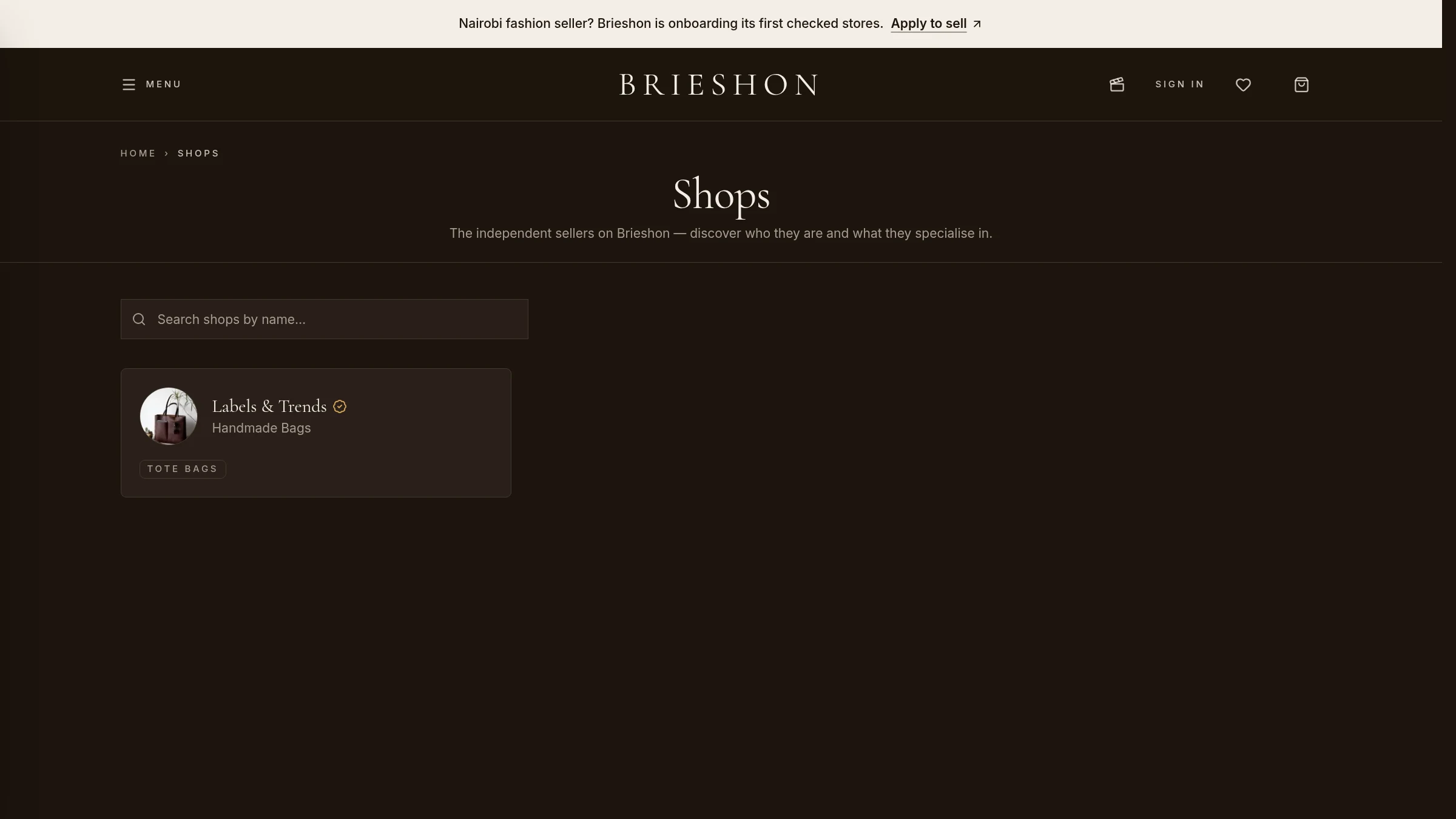 Brieshon marketplace shops directory