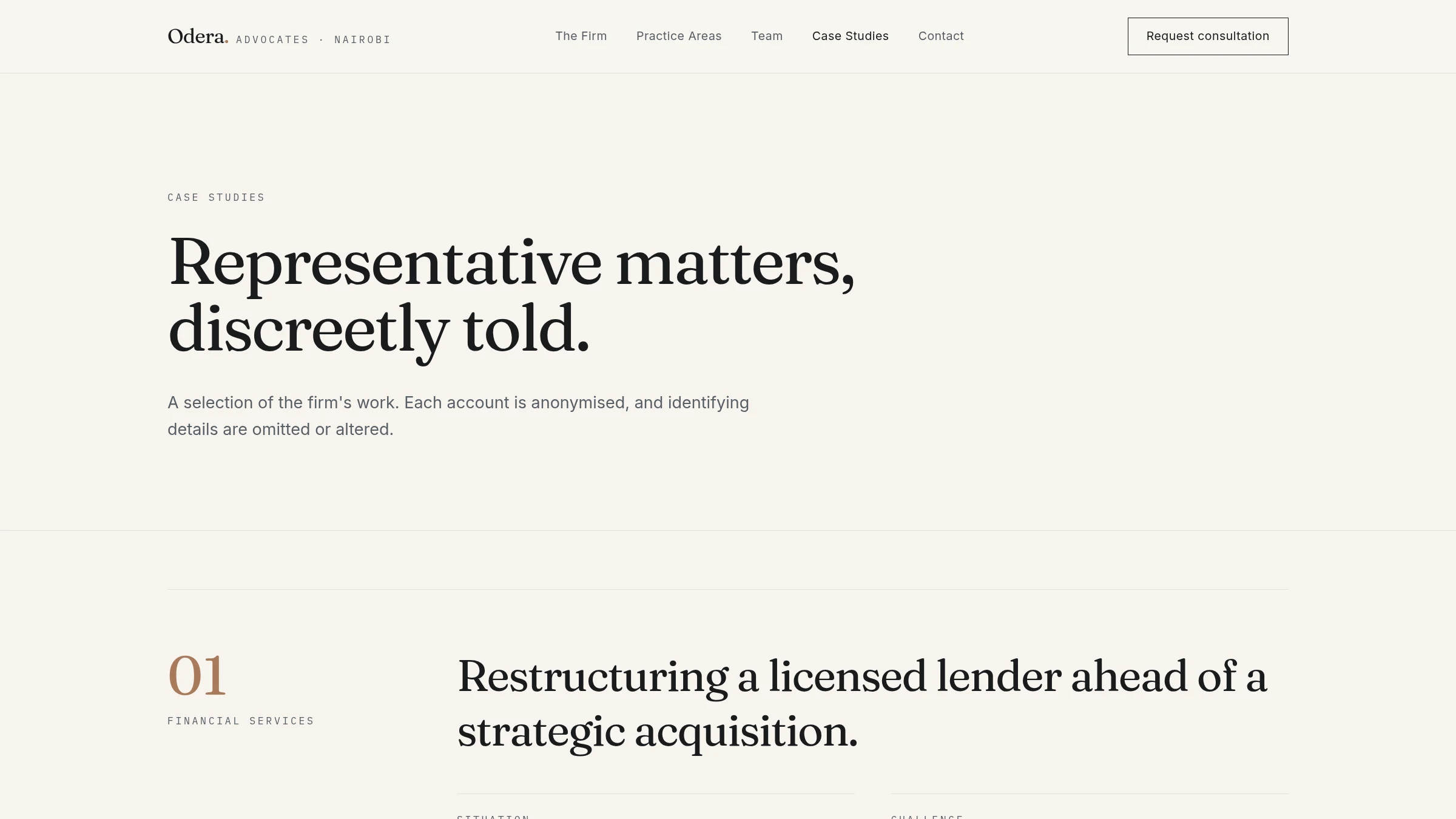 Odera and Partners representative matters page