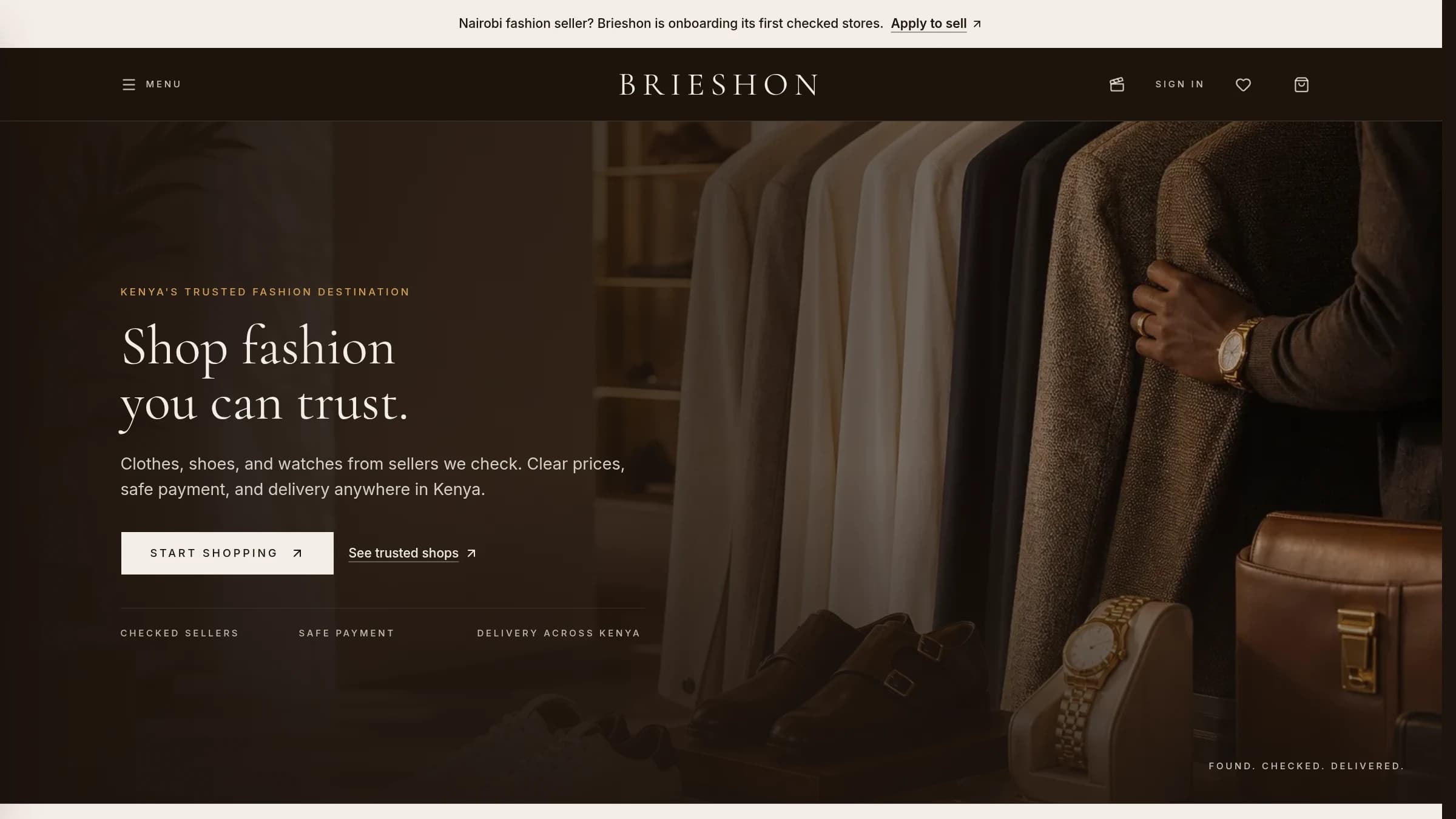 Brieshon fashion marketplace homepage