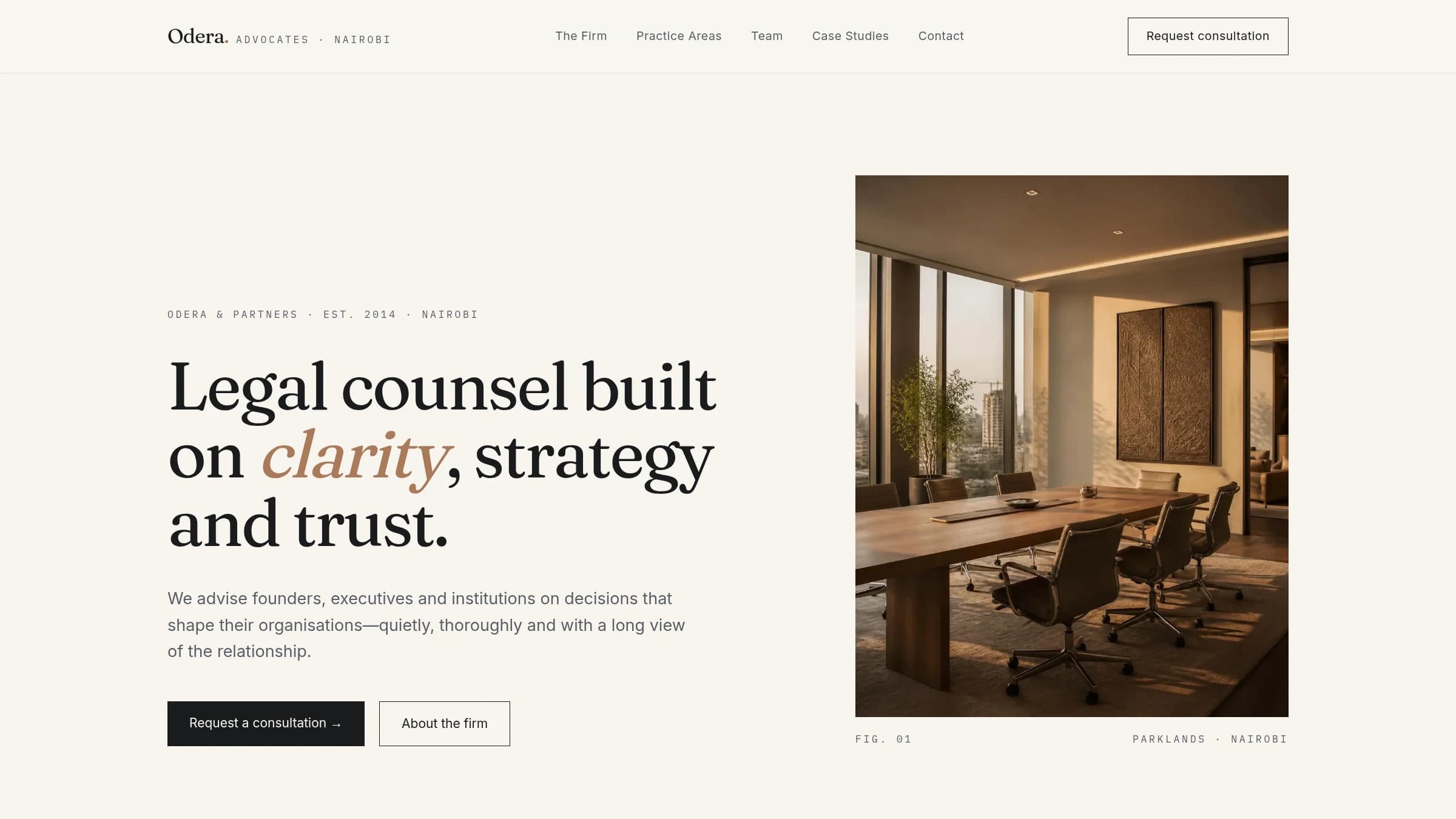 Odera and Partners editorial law firm homepage